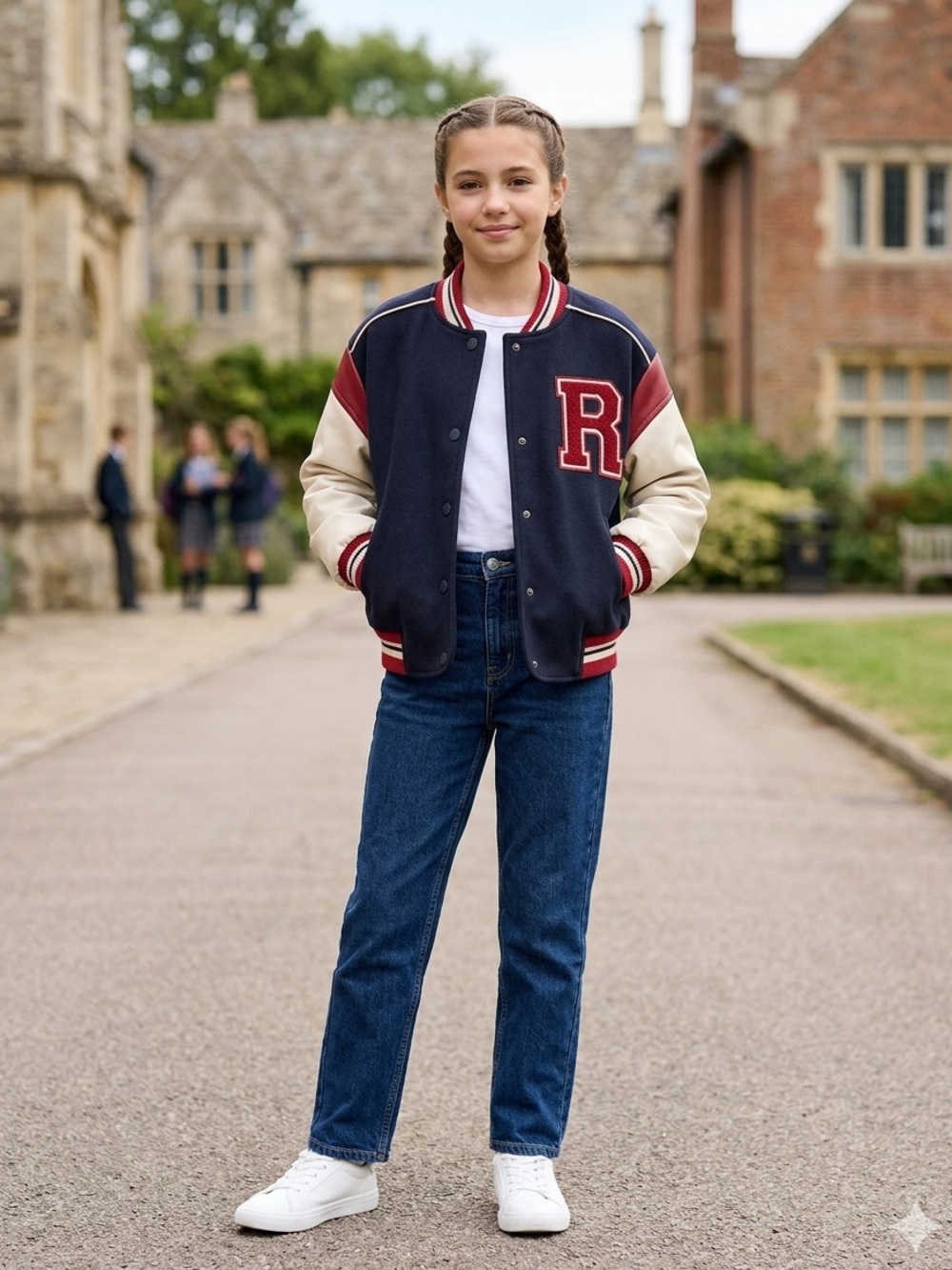Zara Navy Blue Varsity Jacket with Red Letter Patch